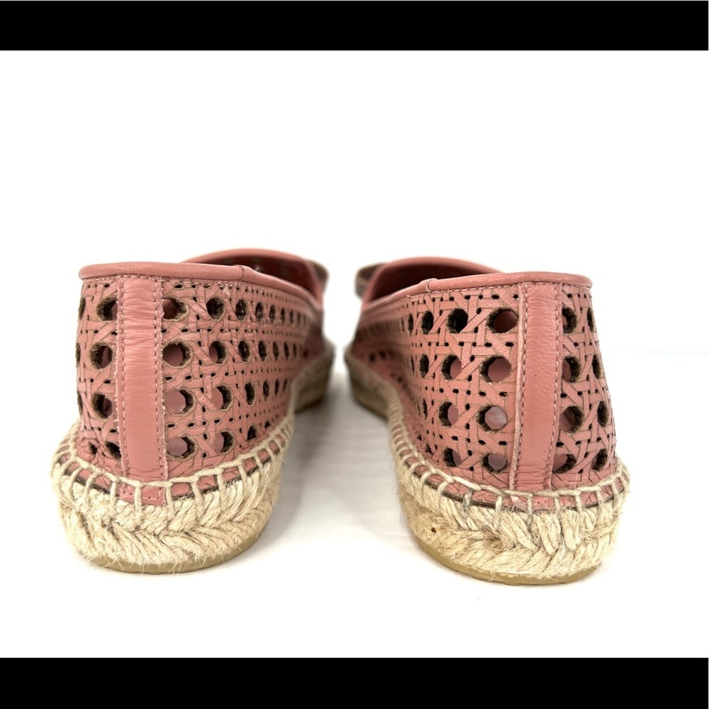 SALVATORE FERRAGAMO Sannio Bow Laser Cut Leather Flat Espadrilles Size 4.5 - Picture 6 of 11